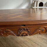 Louis XV style extendable oval wooden dining table