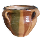 Provençal flower pot planter cache pot in glazed terracotta