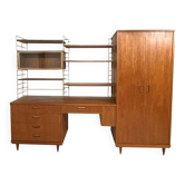 Meuble combinant espace bureau, armoire et étagères