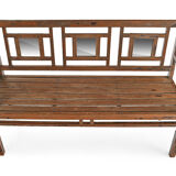 Wooden bench with 3 mirrors