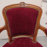 Old armchair style Louis Philippe velvet wood