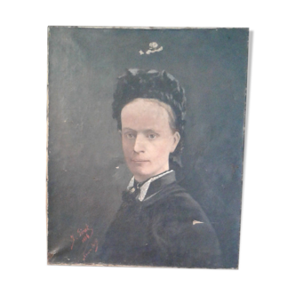Painting portrait oil on canvas late 19th