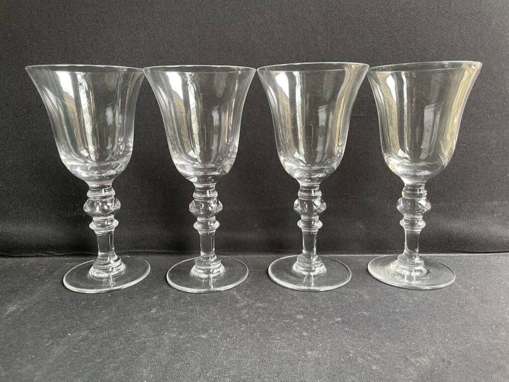 4 Water glasses – Stamped blown crystal