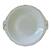 Hollow dish in white porcelain, golden lip.