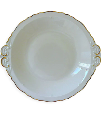 Plat creux en porcelaine blanche la lèvre dorée
