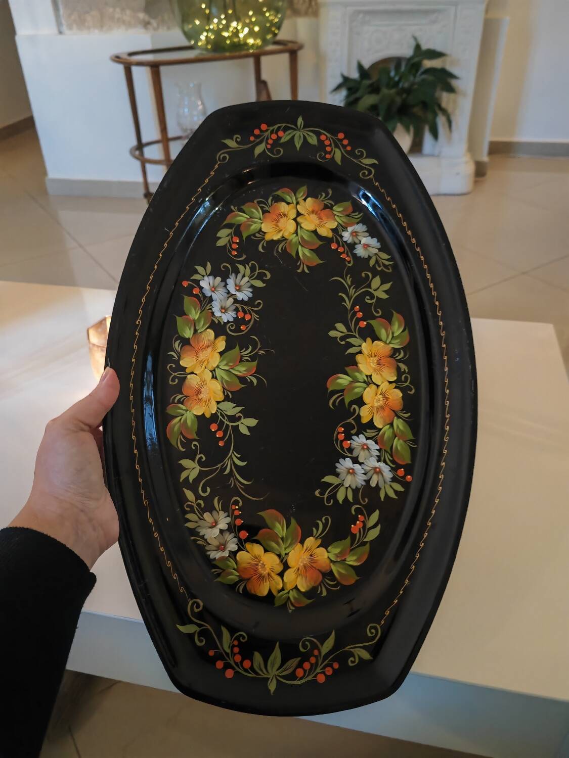 Russian painted metal tray