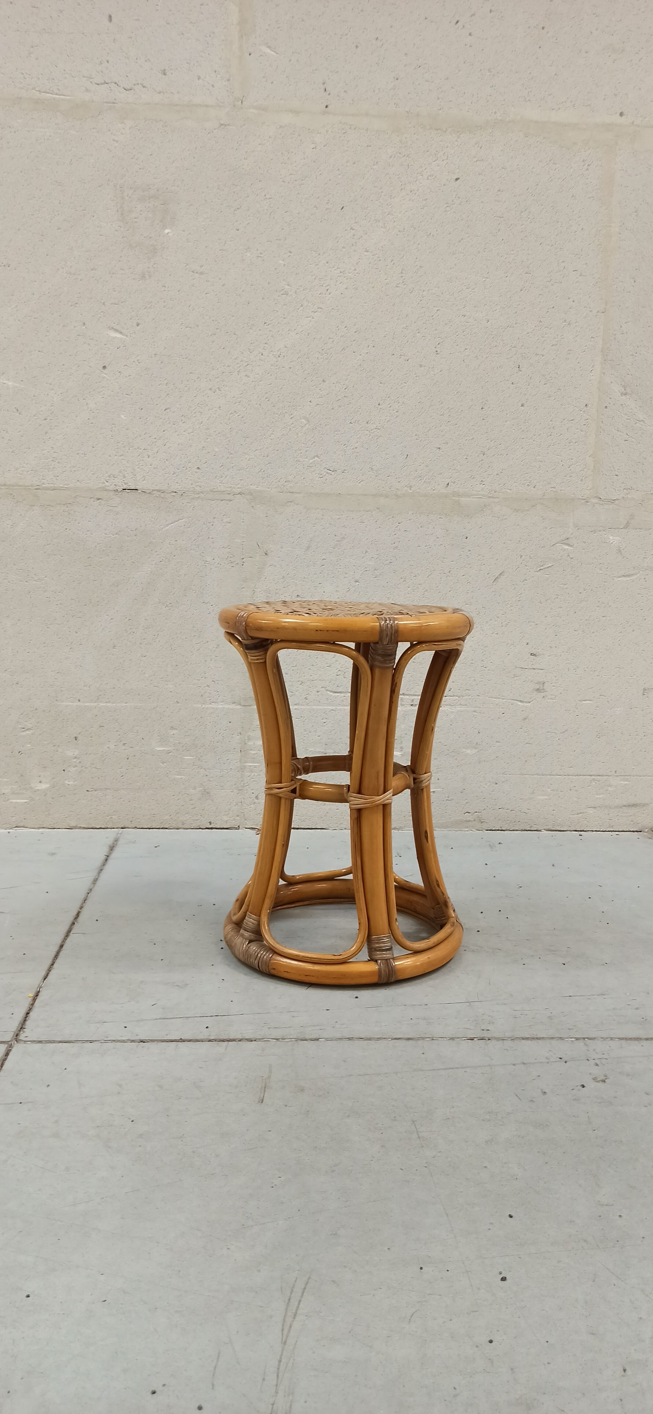 Bamboo and rattan stool, 70's