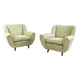 Pair of Light Green Armchairs with Wooden Structure, Italy
