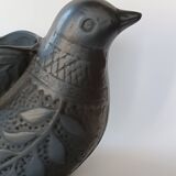 Zoomorphic vase with double birds in black clay from Marginea, Romania.