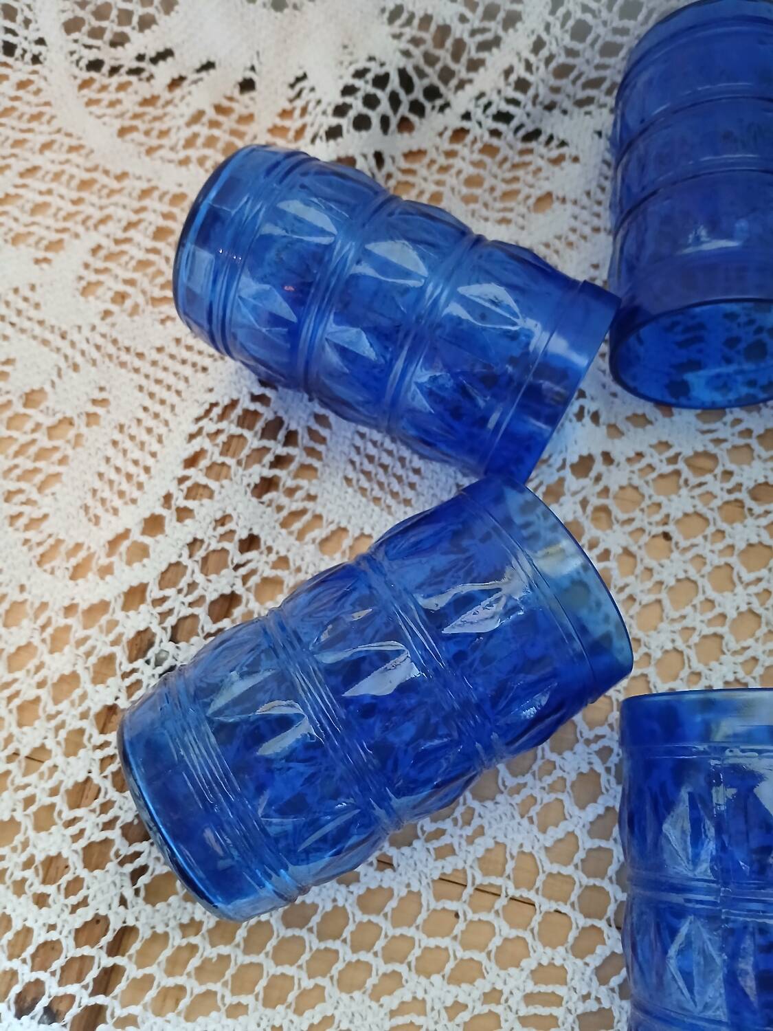 6 antique cobalt blue glasses