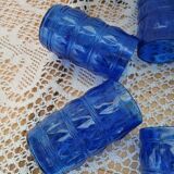 6 verres anciens bleu cobalt