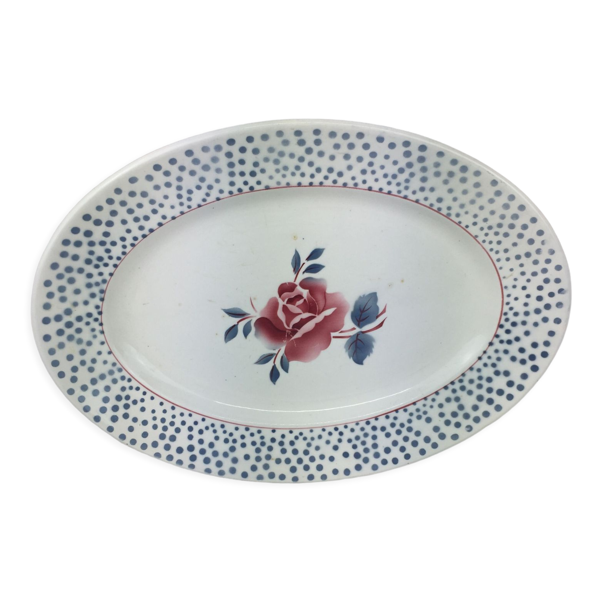 Old oval shaped dish made in france Digoin Sarreguemines model *rené*