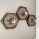 Set of Three brown Ceramic SPUTNIK Wall Lights by Pan Ceramics Germany 197