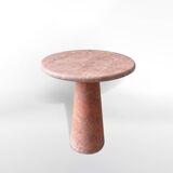 Round Red Angelo Travertine Side Table, by My Habitat Design