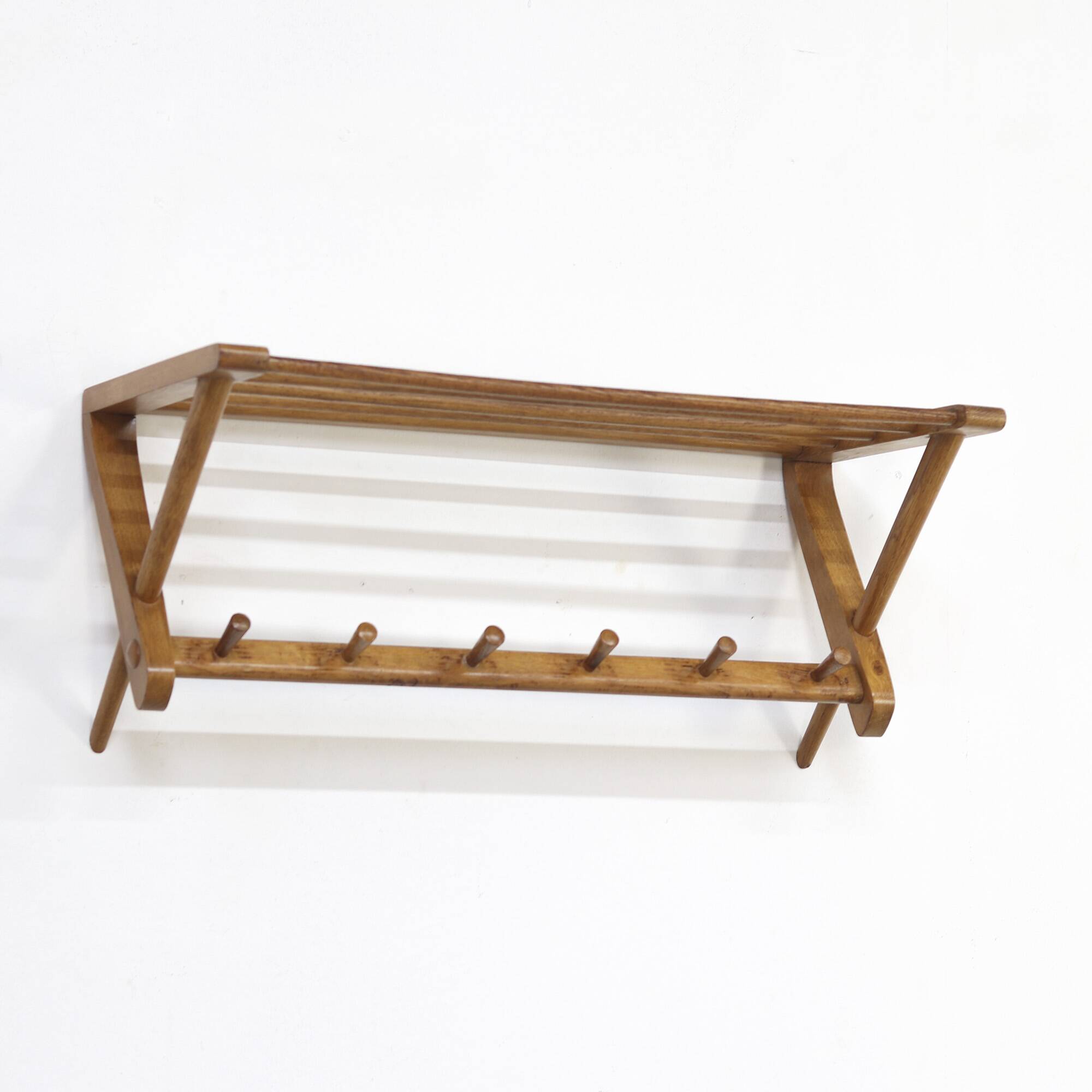 Vintage Mid-Century Design Coatrack from Oak