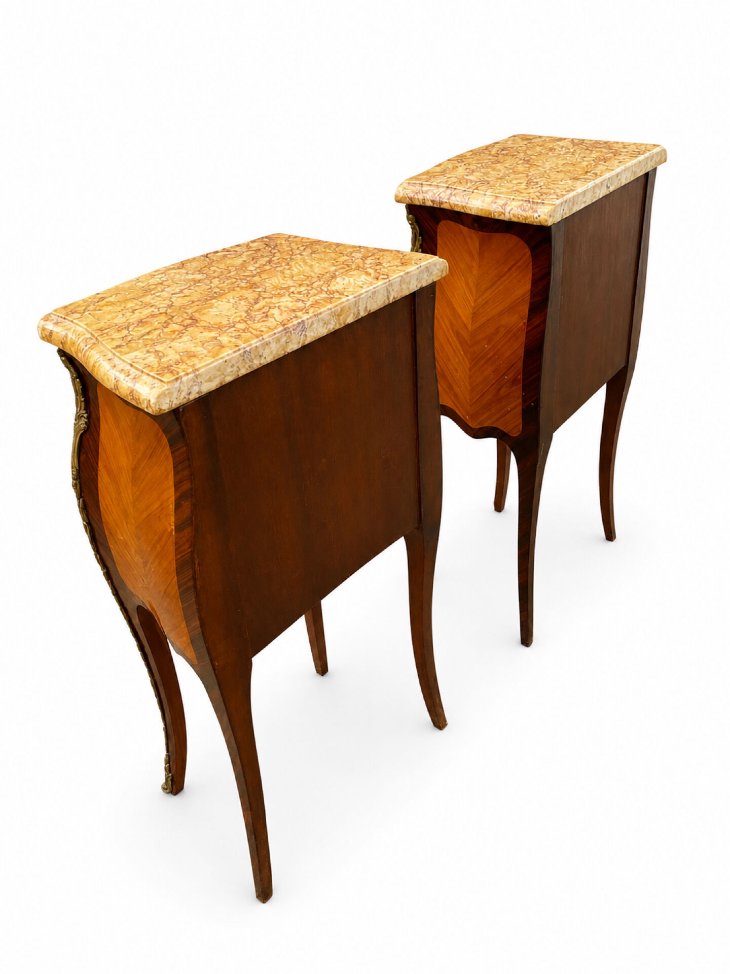Louis XV bedside tables with floral marquetry