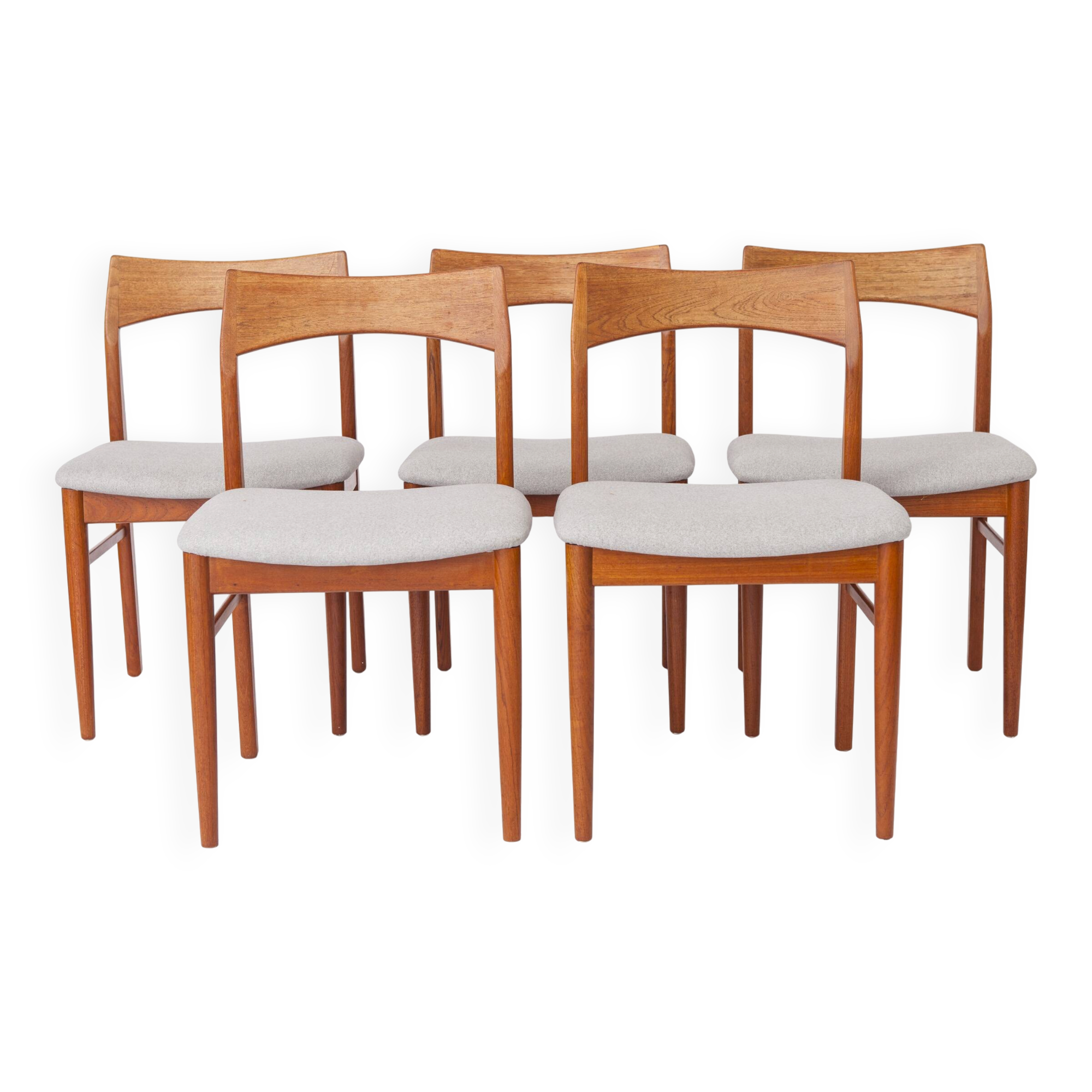 Set of 5 Henning Kjærnulf Teak Dining Chairs, Vejle Stolefabrik, Danish