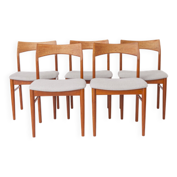 Set of 5 Henning Kjærnulf Teak Dining Chairs, Vejle Stolefabrik, Danish