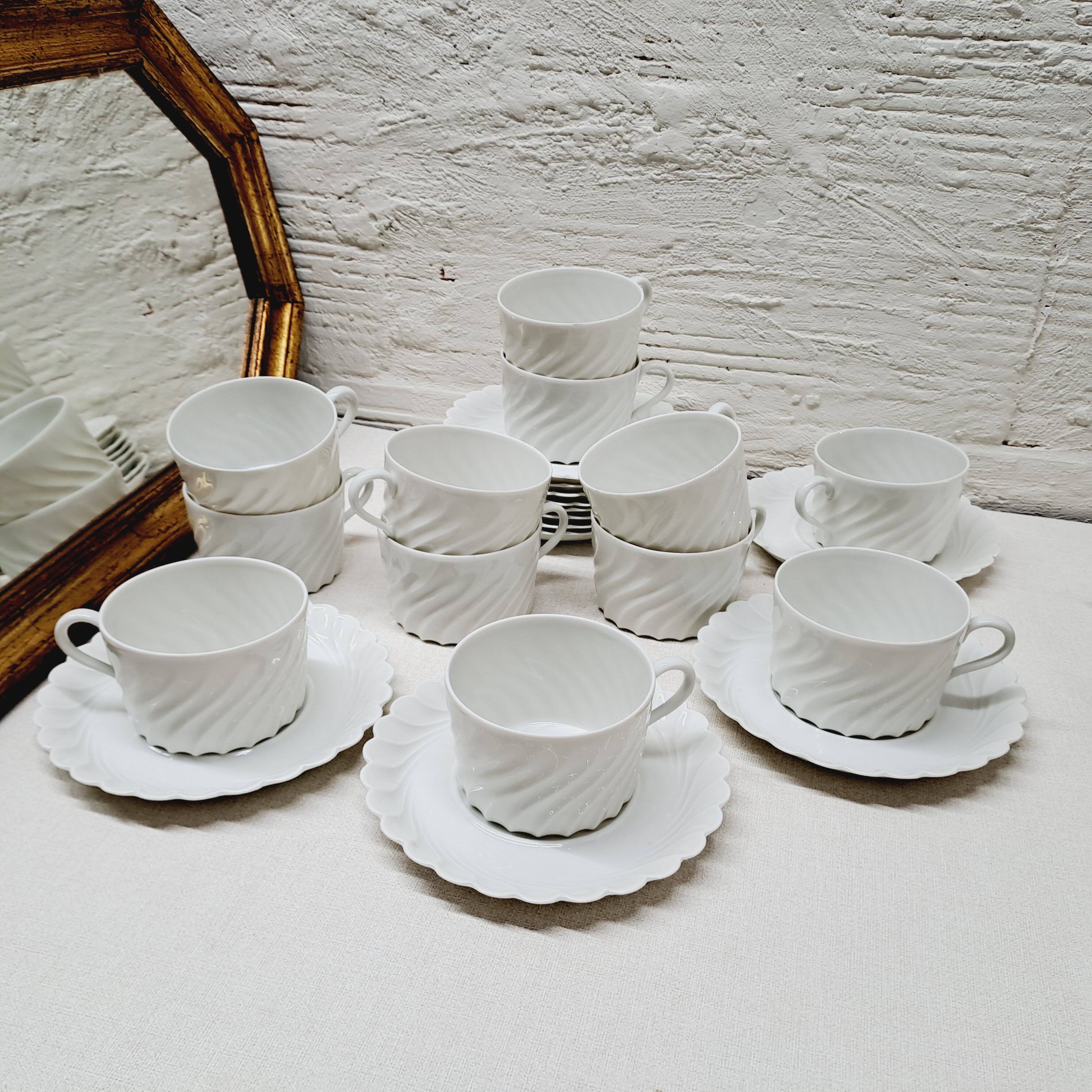 Set of 12 Limoges Haviland Torse white cups