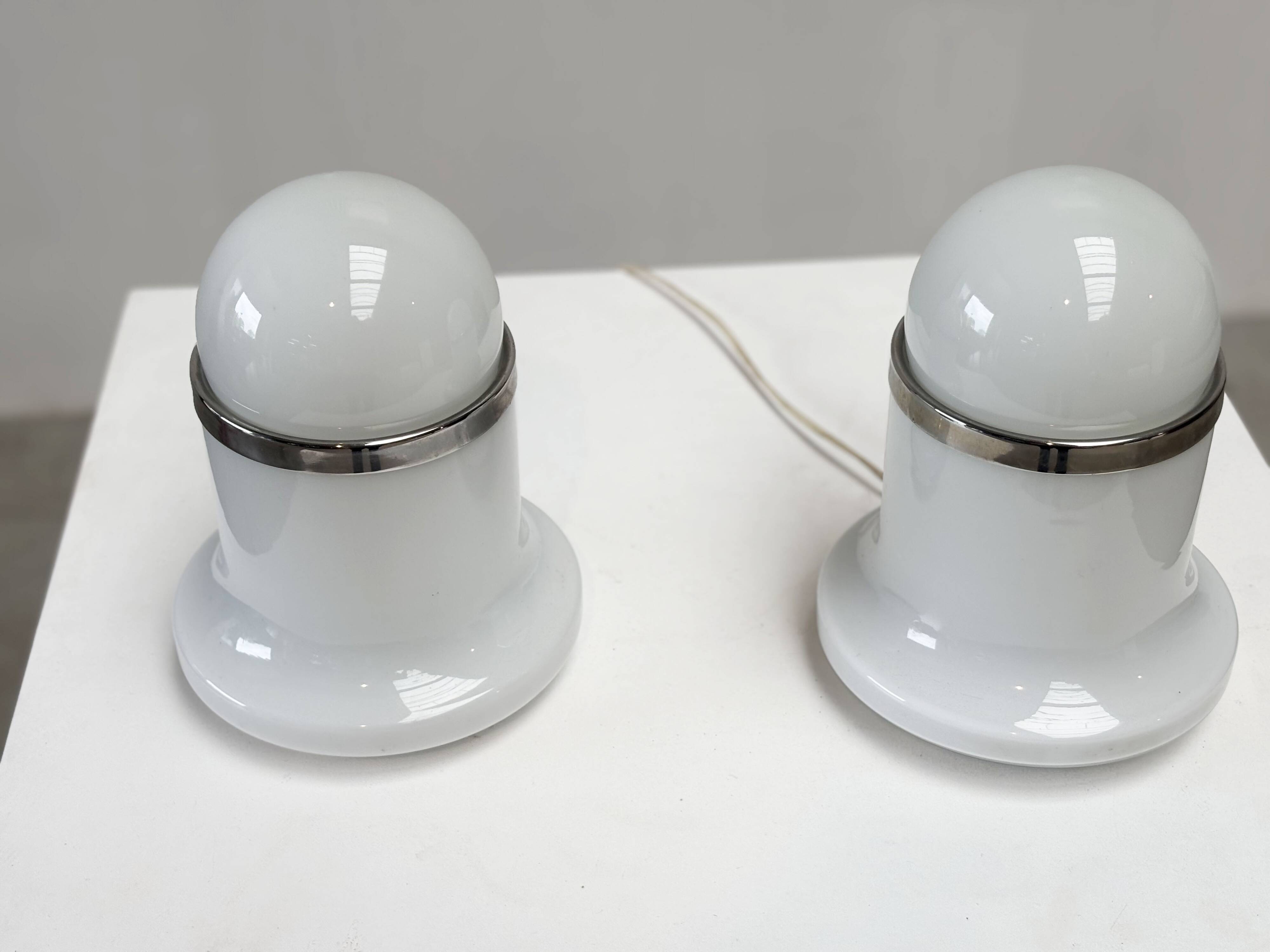 2 lampes de table en verre de Murano éditées par Reggiani