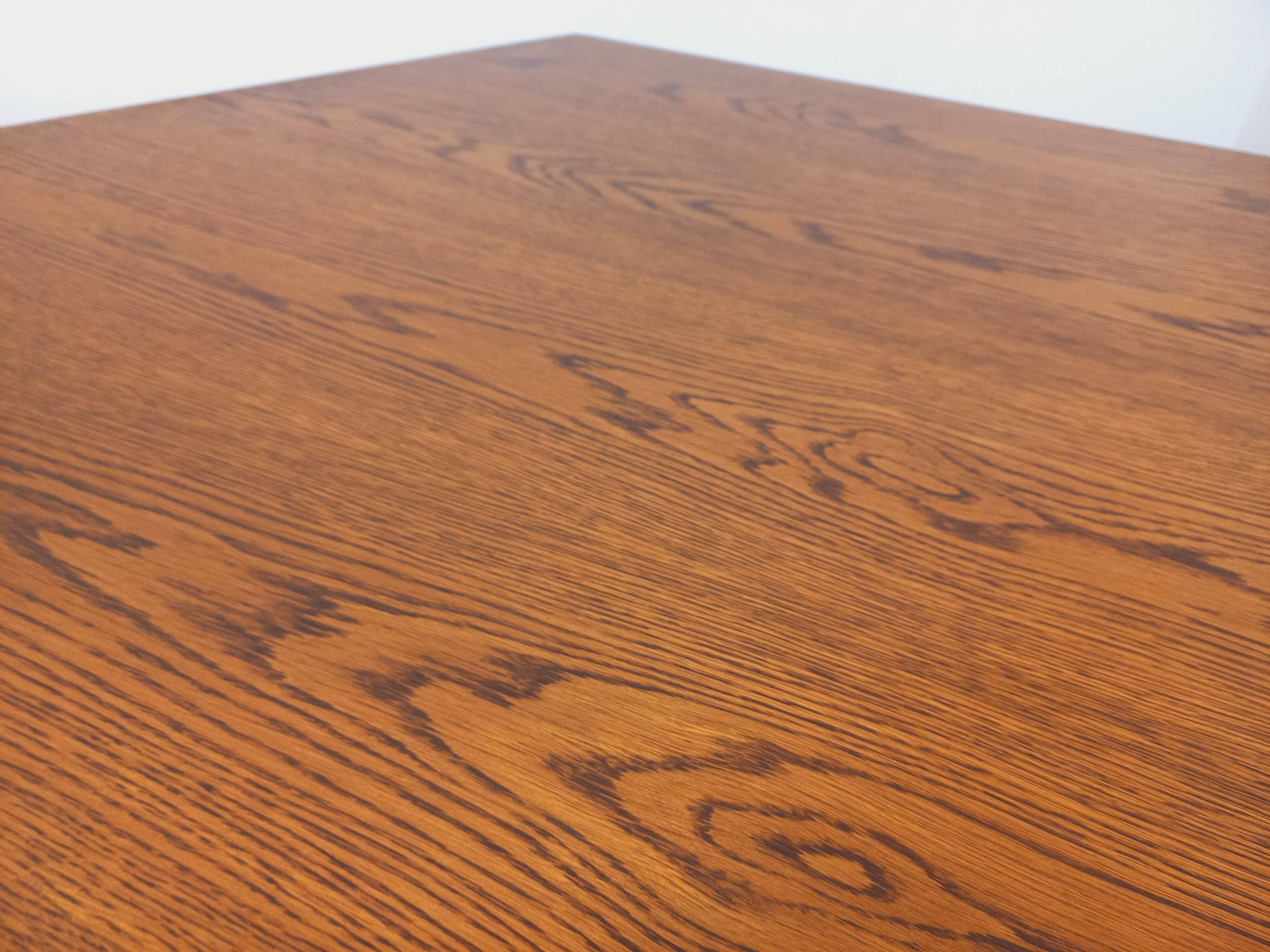 Vintage 80s hexagonal dining table in oak wood