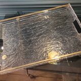 Crumpled plexiglass top and brass