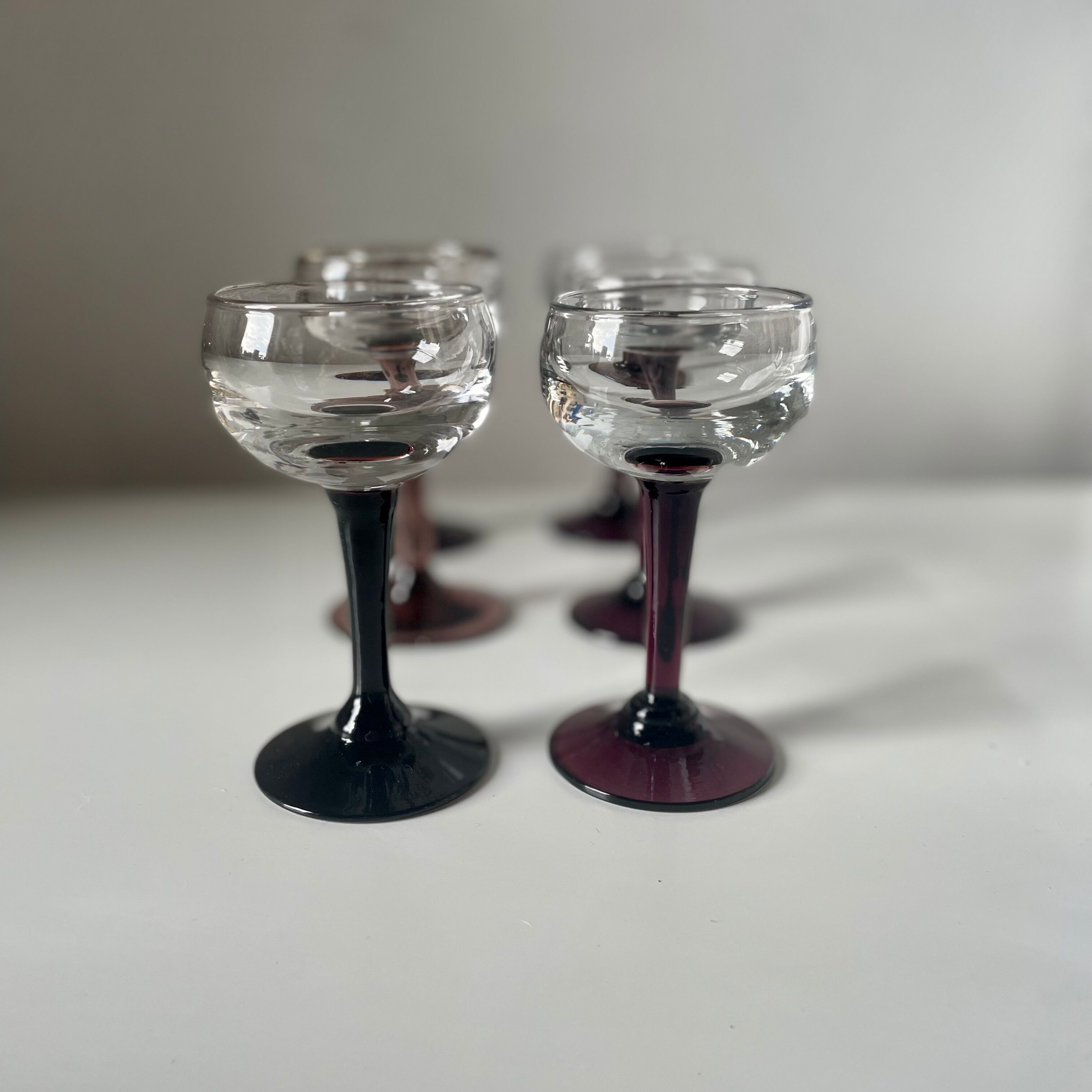 Set of 6 antique stemmed glasses