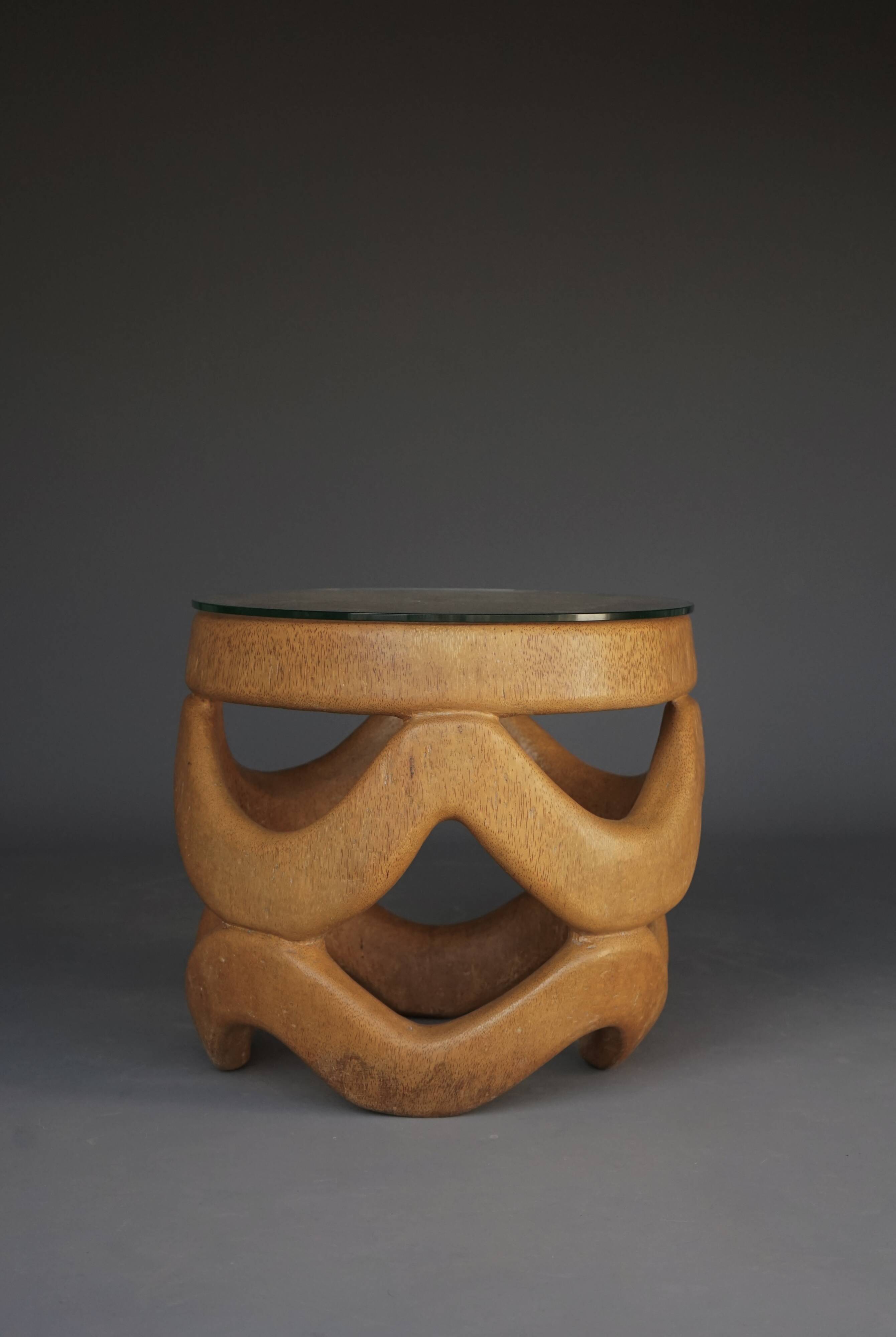 Organic Sculptural hand-crafted Palm Wood Coffee Table, 1970s