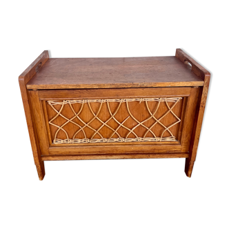 Toy chest / bench for children vintage rattan oak