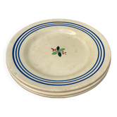 3 assiettes à dessert Gien Yvonne beige