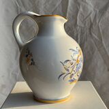 Carafe blanche peinte bouquet bleu et jaune H22