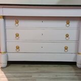Empire Commode 19th Century - Couture Redesign "Marshmallow" & Gold Leaf
