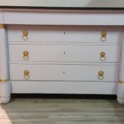 Commode Empire XIXe - Relooking Couture "Guimauve" & Feuille d'Or