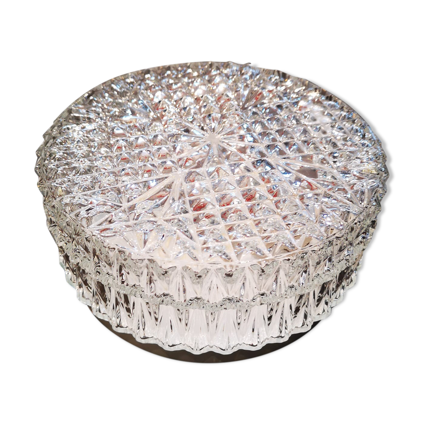 Vintage old glass ceiling lamp 1960/70 Ø 19.5 cm