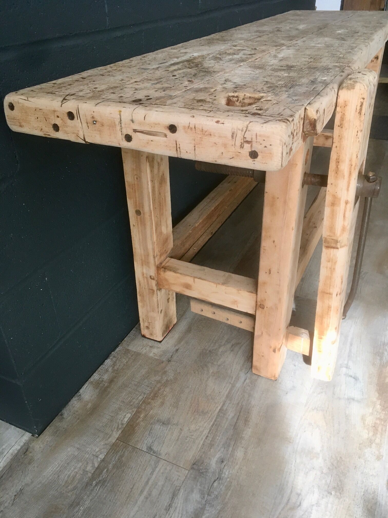 Antique workbench in light wood