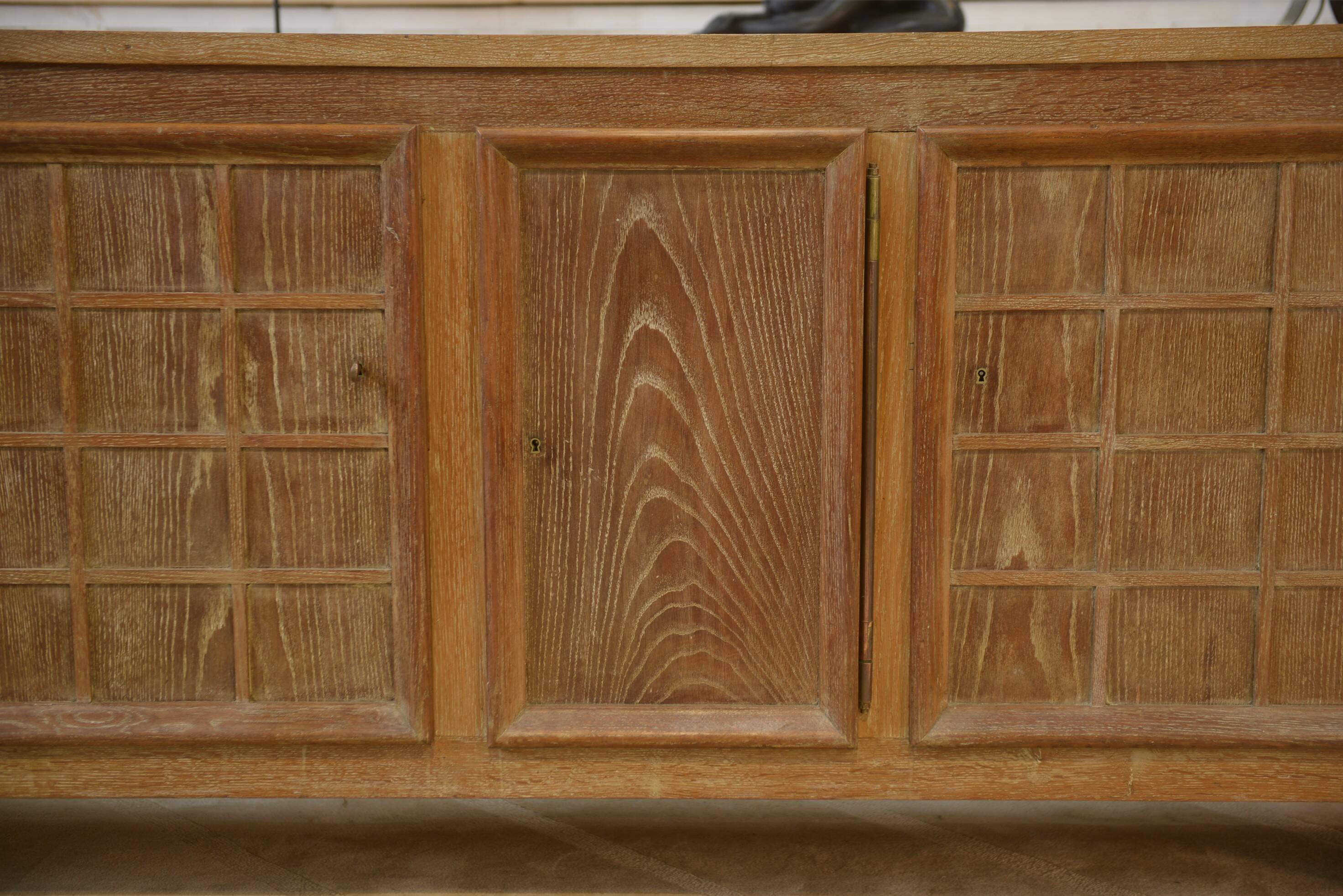Cerused oak sideboard signed Maurice Rinck 1940s