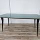 Mid-century mahogany dining table with aquamarine glass top