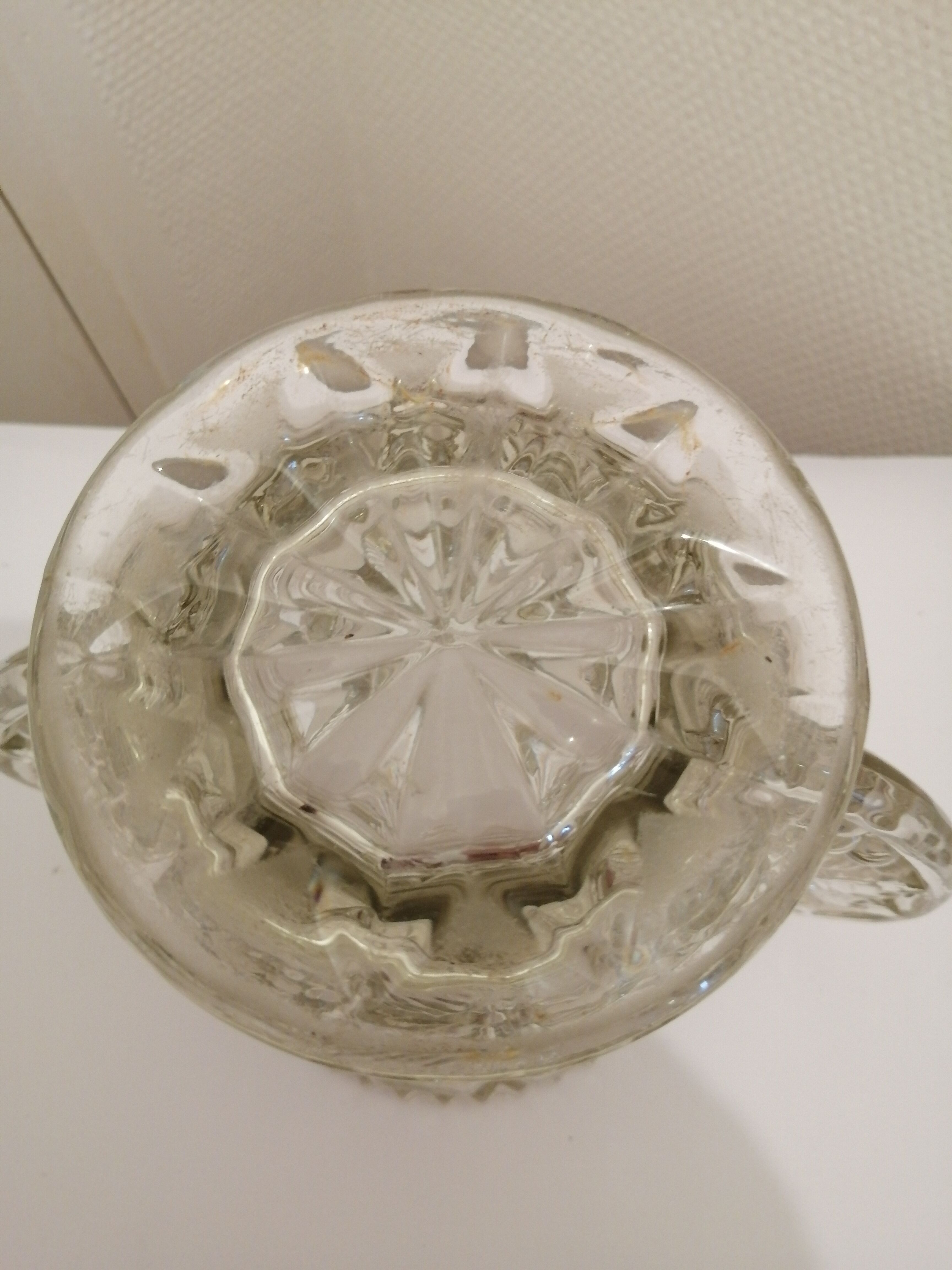 Press glass vase with transparent ears