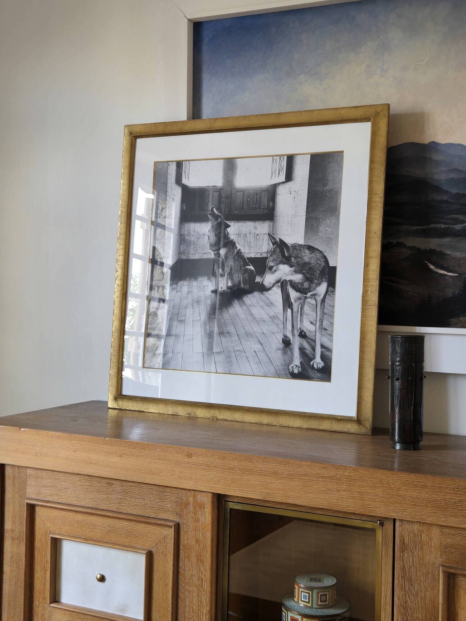 original vintage silver print "wolves"