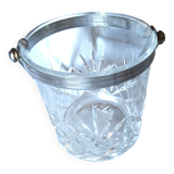 Crystal ice bucket with silver metal handle Saint Louis brand