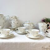 Vintage tea/coffee set in white porcelain with Limoges gold trim