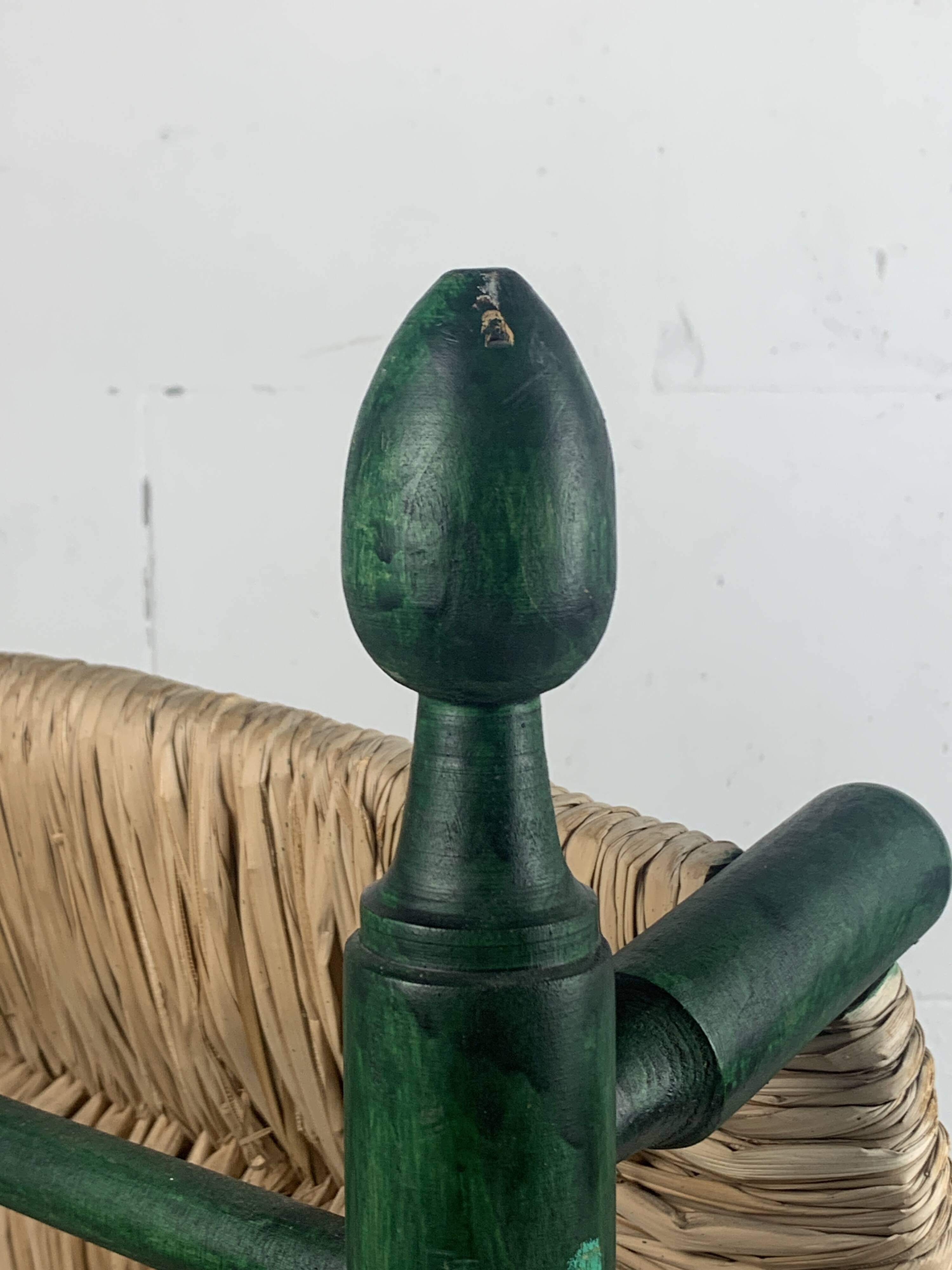 French straw rush low lounge chair in the style of Charles Dudouyt, 1950s