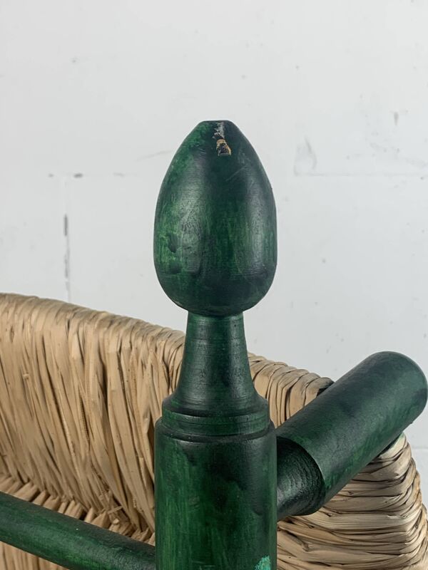 Fauteuil bas en paille de jonc français dans le style de Charles Dudouyt, années 1950