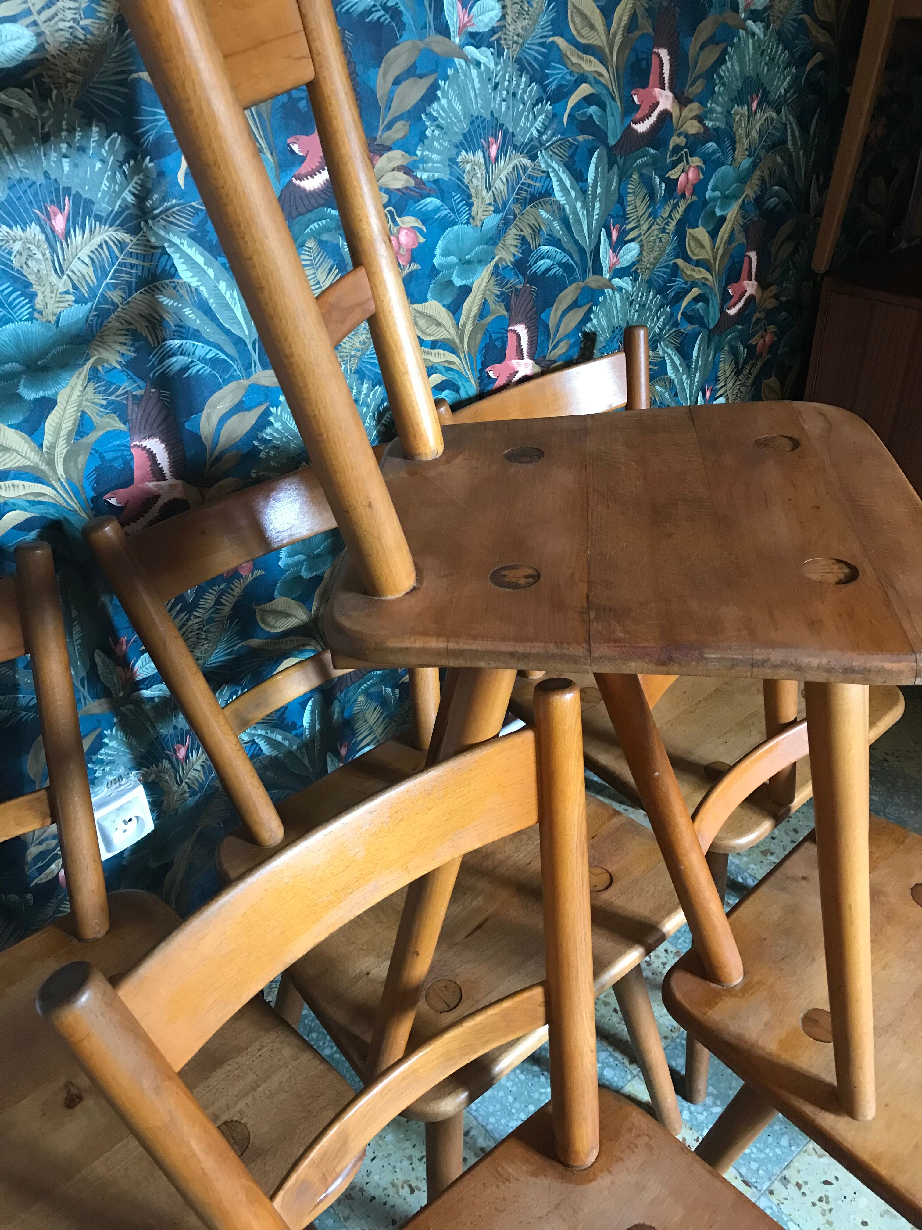 Set of 6 chairs Adolf Schneck 1940