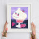 Ice cream cup with strawberries illustration
