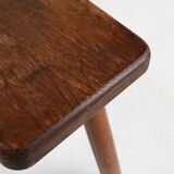 Tabouret rustique français en bois 1940