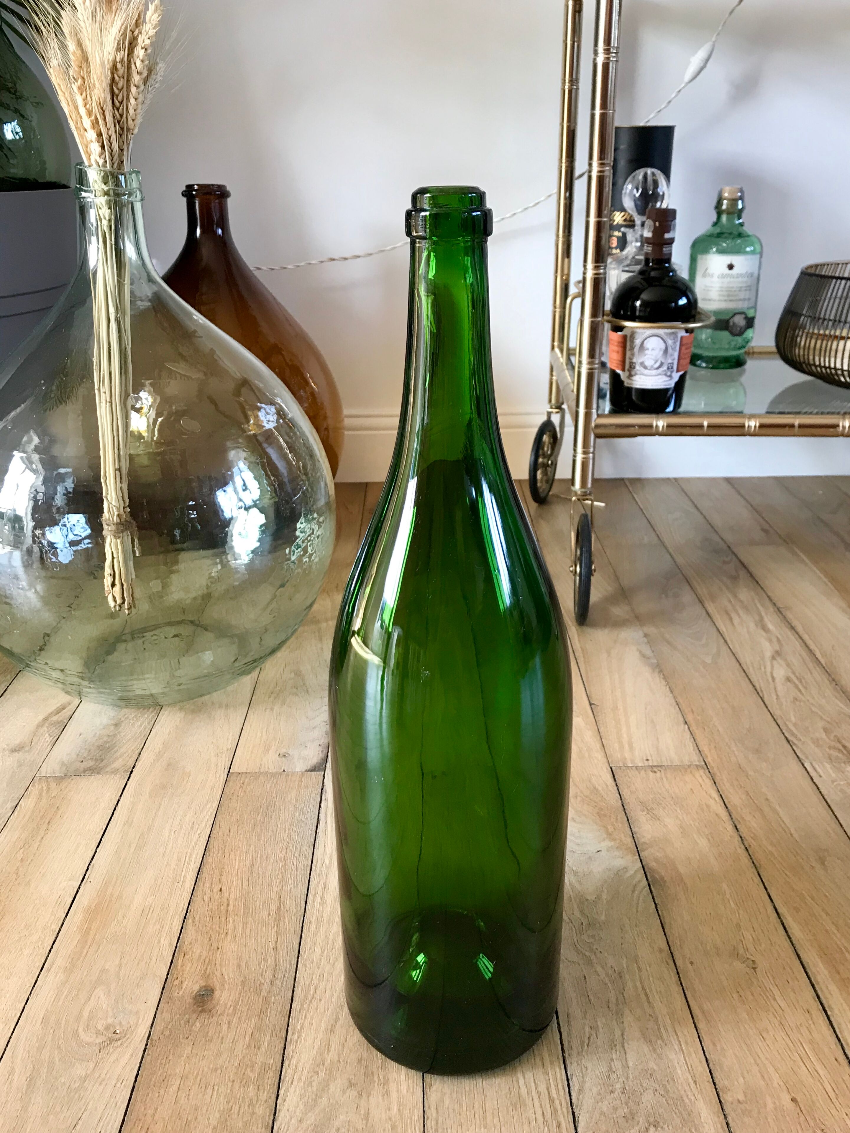Old Champagne bottle Jéroboam (3L) in thick blown glass