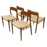 Set of 4 JL Moller model 75 chair by Niels Otto Moller Danish Design