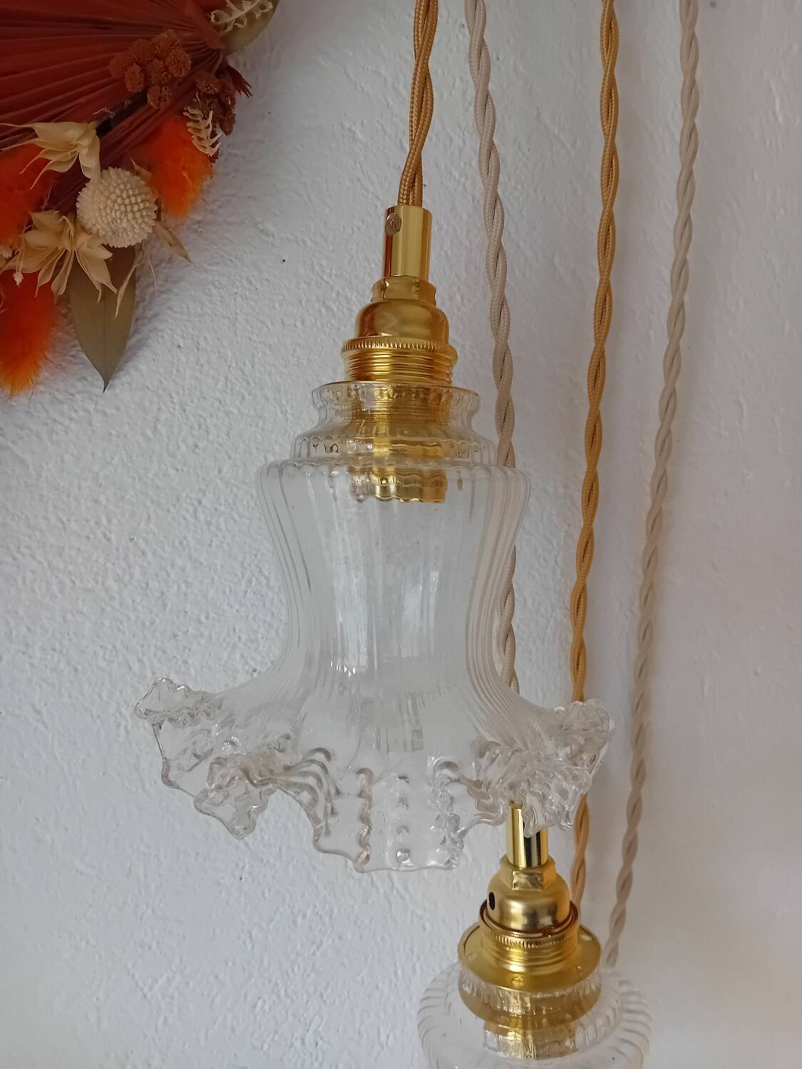 Vintage glass hanging lamp