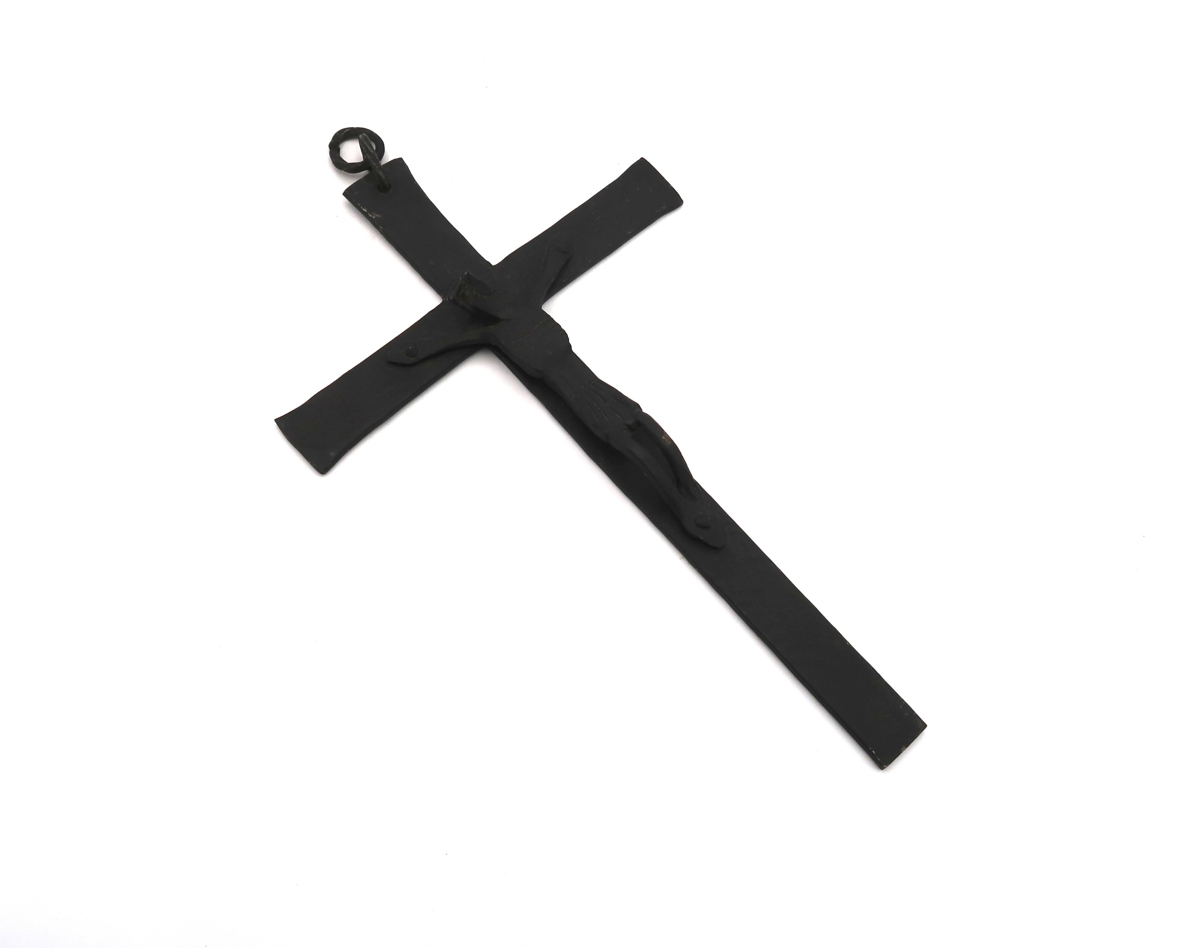 Wrought iron wall crucifix in the style of Jean Touret Marolles, 1950s